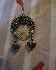 ANTIQUE 18th OTTOMAN TURKISH SILVER BROOCH PENDANT ENGRAVING - ULTRA RARE picture