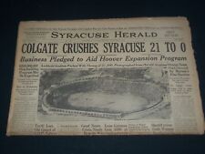 1929 SYRACUSE NY HERALD NEWSPAPER - COLGATE CRUSHES SYRACUSE 21-0 - NP 3788 picture