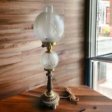 Antique 40s Frosted Glass Star Double Bowl Table Boudoir Lamp US Zone W Germany picture