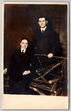 2 Men in Suits Pictured Real Photo Postcard RPPC picture