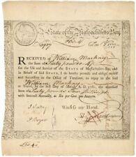 1777 dated State of Massachusetts Bay - Colonial Bond - Early Stocks and Bonds picture