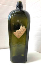 Binger & Co Amsterdam Gin Bottle  Wood Grain panels  Olive Green Case Antique picture