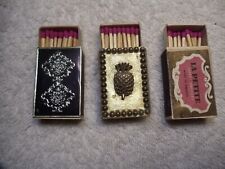 THREE VINTAGE WOOD STICK MATCH BOXES LOT  SUPER  COOL picture