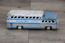 Vintage 1950s Tin Greyhound Toy Bus White Blue picture