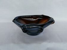 Vintage Heavy Brown Glass Ashtray Two Slots  #2046 picture