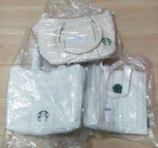 Japan Starbucks Coffee Quilted Tote Bag White Plain Polyester 2021 2023 2024 New picture