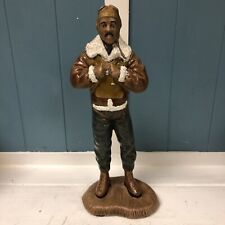 Vintage  RARE Ceramic 13” Airman Pilot Tuskegee Statue Hand-painted picture