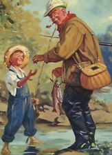 MA-045 Shady Business 1920's Calendar Top Boy Showing Old Man Where to Fish picture