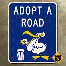 Louisiana adopt a road pelican highway marker road sign litter 1980s 10x12 picture