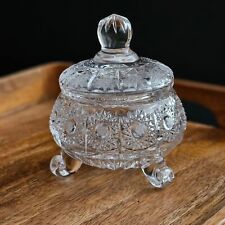Bohemian Czech Hand Cut Queen-Lace Cut Crystal Covered Box / Sugar Bowl 4.25 in picture