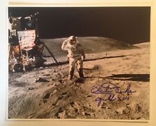 Astronaut Charles Duke Signed Photograph on the Moon with Flag (Apollo 16) picture