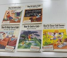 RARE Vintage - HOW TO CATCH A COLD set of 5-posters 1951 WALT DISNEY 14x205 picture