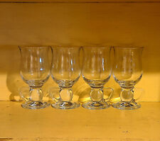 Vintage Anchor Hocking Irish Coffee Mugs Clear Glass Ball Handle Footed 8oz set4 picture