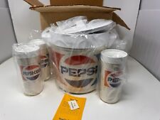 Vintage Pepsi Cola Ice Bucket w/Handles & Lid 9