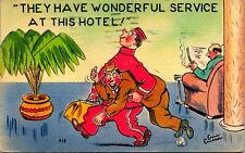 Comic Artist Signed Eric Ericson Wonderful Service at Hotel Linen Postcard E8 picture