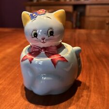 Vintage 1950’s Norcrest Kitchy Blue Cat Jam Jar / Sugar Bowl Anthropomorphic picture