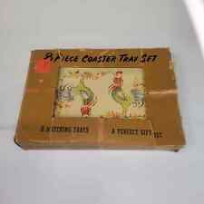 Vintage Harvell 8 Piece Chicken Coaster Tray Set picture