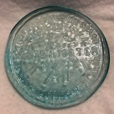 Pressed Aqua Art Glass Crescent Box Water Meter New Orleans Paperweight  4-1/2