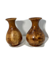 Pair (2) of Hand Made Moroccan Turned Exotic Wood 10” Vases picture