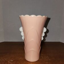 Vintage Anchor Hocking Pink Coral Scalloped Vitrock Vase 5.25