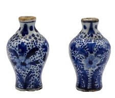 Rare Pair of Miniature Early Antique Delft Vases 2.5