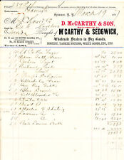 1867 BILL HEAD RECEIPT D. McCARTHY & SON WHOLESALE DEALER IN DRY GOODS SYRACUSE picture