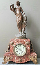 Antique French Art Nouveau Figural Marble Mantel Clock picture