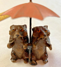 Antique Georg Heyde Nippes German Bears Umbrella Painted Lead Metal Figurine picture