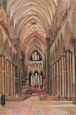 Evensong At Salisbury Cathedral Postcard Vtg #40 picture