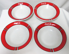 Coca Cola Gibson Vintage ceramic bowl Set 4 dish micro safe 1996 red black white picture