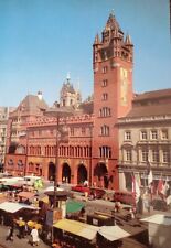 Basel Marketplace Switzerland Street Market 1980s Vintage Postcard  picture