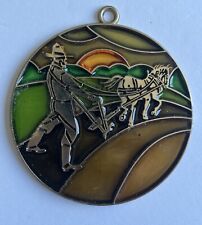 Vintage 1990 1992 & 1993 JOHN DEERE Stained Glass Sun-catcher Christmas Ornament picture