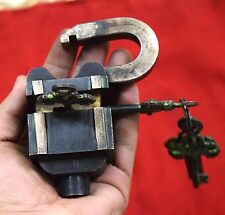 Tricky Padlock Heavy Handmade Puzzle Safety Lock 6 Keys Antique Style Brass BM44 picture