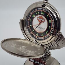 1998 Franklin Mint Harley Davidson Heritage Softail Pocket Watch & Eagle Stand picture