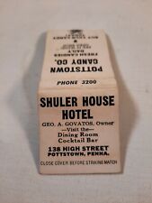 Vtg Shuler house hotel Pottstown penna pa empty matchbook  picture