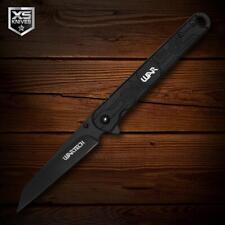 Black Tactical Spring Assisted SLIM Pocket Knife MODERN TANTO Folding Blade 8