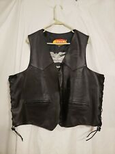*RARE PROMO* Vintage Budweiser Leather 3XL Vest Harley Bikers Black Embroidered picture