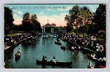Detroit MI- Michigan, Band Stand And Canal, Belle Isle, Vintage c1914 Postcard picture