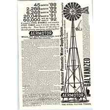 Aeromotor Windmill Water Supply System San Francisco c1890 Victorian Ad AE8 picture