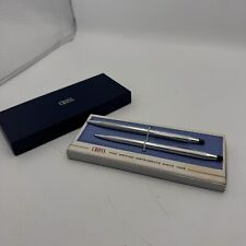 Cross Lustrous Chrome Silver Pen And Pencil Set #3501 W/Box VINTAGE picture