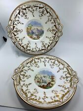 Pair vintage decorative landscape and gilded plated with cut out detail and gold picture