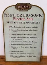 VTG 1920s FEDERAL ORTHO-SONIC RADIO Advertising Die Cut Sign Display Rare HTF picture