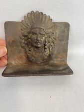 Vintage Brass/Bronze, Native American Indian Head Bookends, 4.25