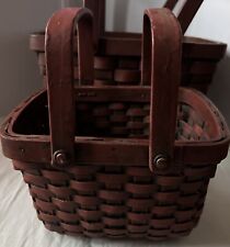 Vtg Mini Picnic And Big Basket 2-Handle Wooden Flip Top Looks Like Primitive Idk picture