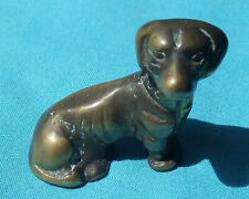 ANTIQUE 19 th CENTURY BRASS STATUE OF A SITTING DOG picture