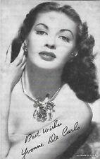 EXHIBIT CO. ARCADE ACTOR CARD EARLY 1950's YVONNE DE CARLO RARE, POPULAR CARD picture