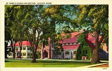 Vintage Postcard - Linen - St. Mark's Church & Rectory Augusta Maine ME #1878 picture