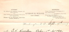 1887 Gurdon H Wilcox Washington DC Railroad Attorney Collection Receipt Lot of 2 picture