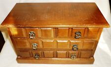 VINTAGE WALNUT WOOD DRAWERS JEWELRY MUSIC BOX PLAYS GODFATHER MUSIC picture