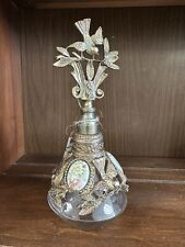 Vintage ormolu bird flowers perfume bottle with glass dauber picture